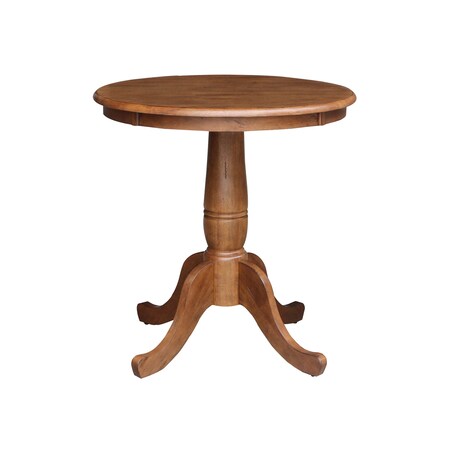 International Concepts Round 30 in Round Top Pedestal Table, 29.1 inHeight, Distressed Oak, 30 W, 30 L, 29.1 in H, Wood K42-30RT